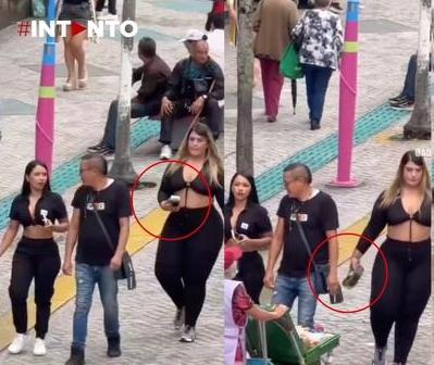 Fotogrammi illustrativi di un tentativo di borseggio contactless con POS mobile